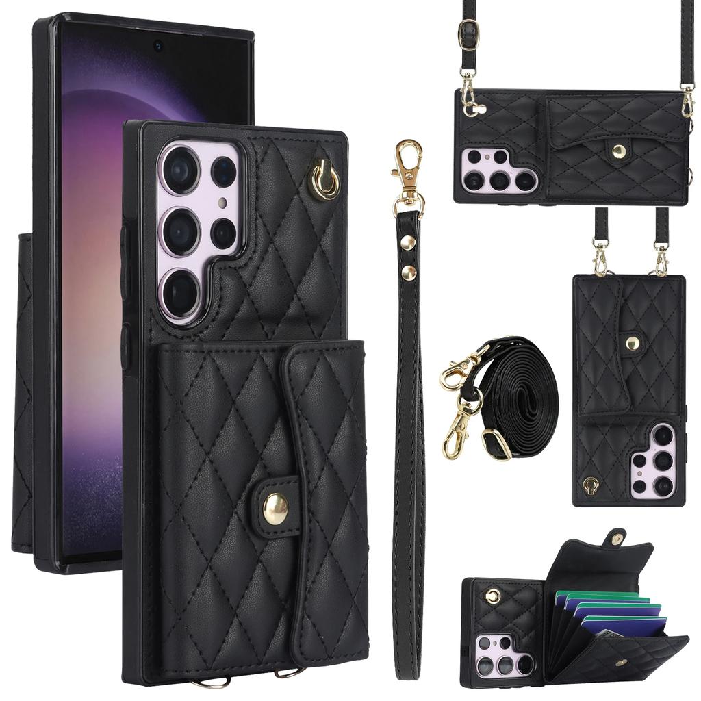 Crossbody Wallet Phone Case for Samsung Galaxy S25 S24 S23 S22 Plus Note 20 Ultra S21 FE A16 A15 A55 A35 A54 Card Holder Cover