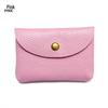 Top Grain Leather Snap Closure Coin Purse & ID Holder, Mini Lychee Pattern Card Holder for Men & Women