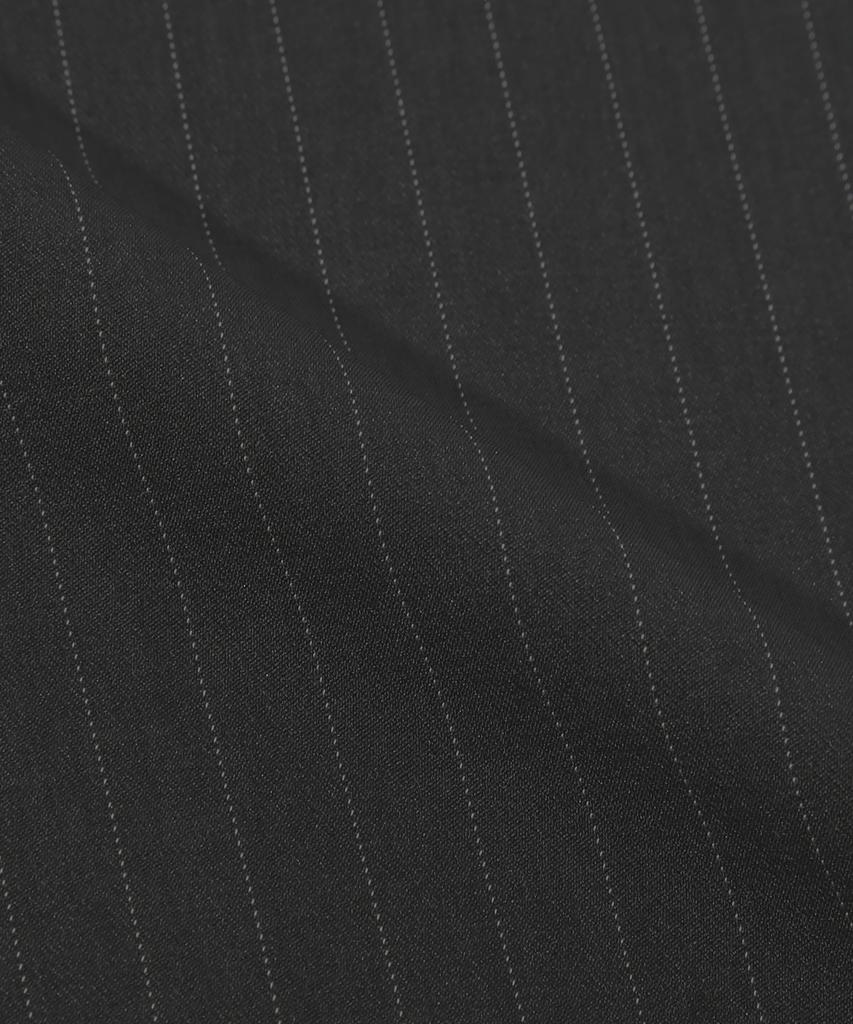 TRILLION One-Pleat Stripe Button Strap Wide Slacks [Charcoal]