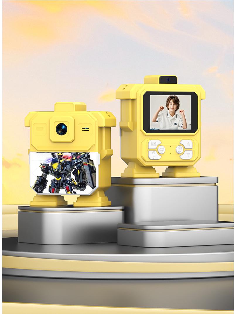 Cross-Border Kids  Polaroid Cartoon HD Mini Smart Multifunctional Selfie Print Camera жёлтый