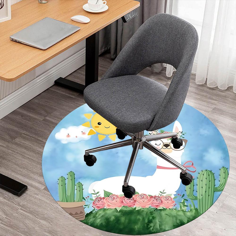 1pc llama flower Round Chair mat Area Rug - Non-Slip, Floor Mat for Office, Bedroom, and Indoor Decor c1125380