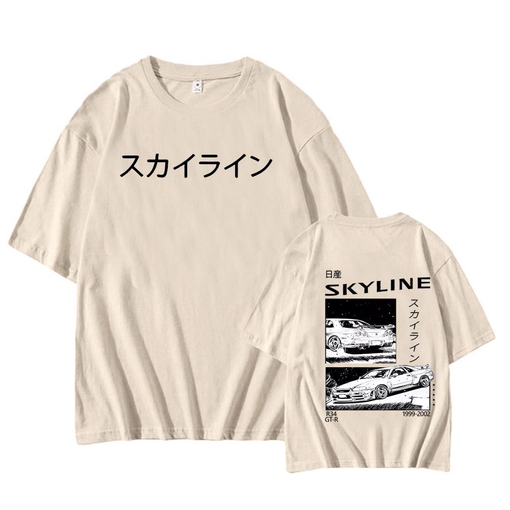 Men's T-Shirt Drift Japan Anime AE86 Inifirst D Summer Casual High Quality Cotton T-Shirt Unisex R34 Skyline JDM Print T Shirts