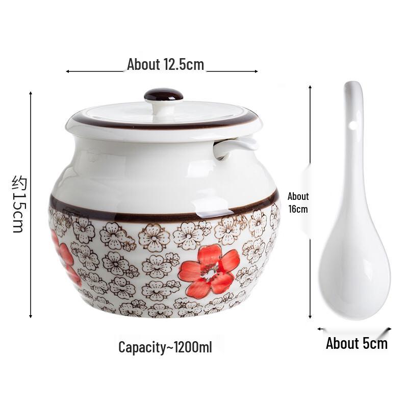 Ceramic Seasoning Jar with Lid and Spoon