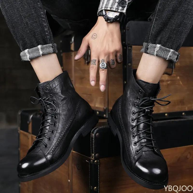 Модная мужская обувь Зимние ботинки Ботильоны в стиле ретро Ботинки из искусственной кожи — фото 5