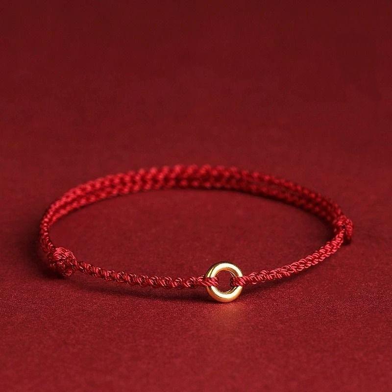 Minimalist Hand Woven Red Rope Anklet 1Pcs Safety Buckle Bracelet for Beach Vacation Summer Wear Jewelry