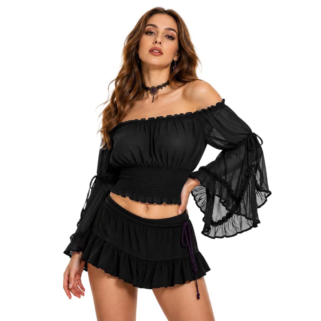 clothing 2026 one collar seven quarter sleeve drawstring waist shirt