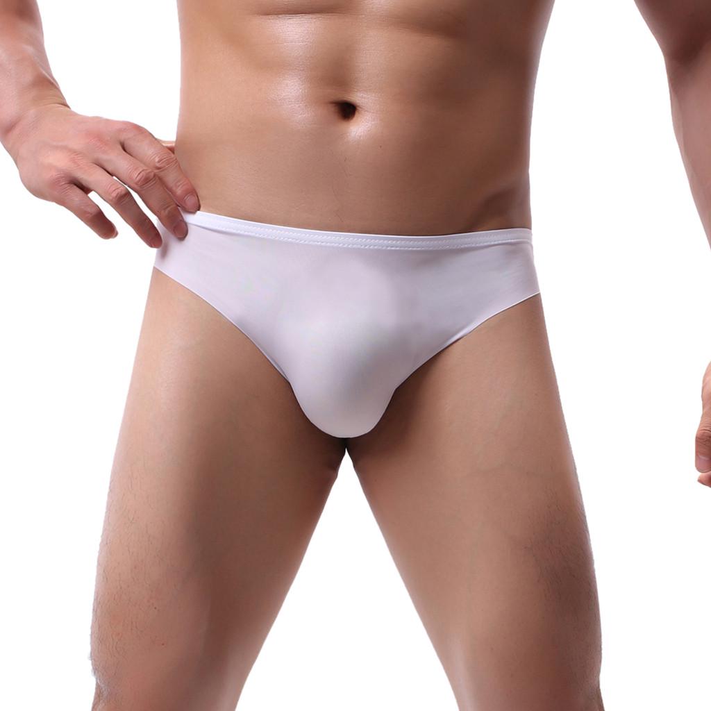 Men Ice Silk Briefs Breathable Sweat Absorbing Soft Underwear Comfortable Stretchy Low Rise Trunks Seamless Design