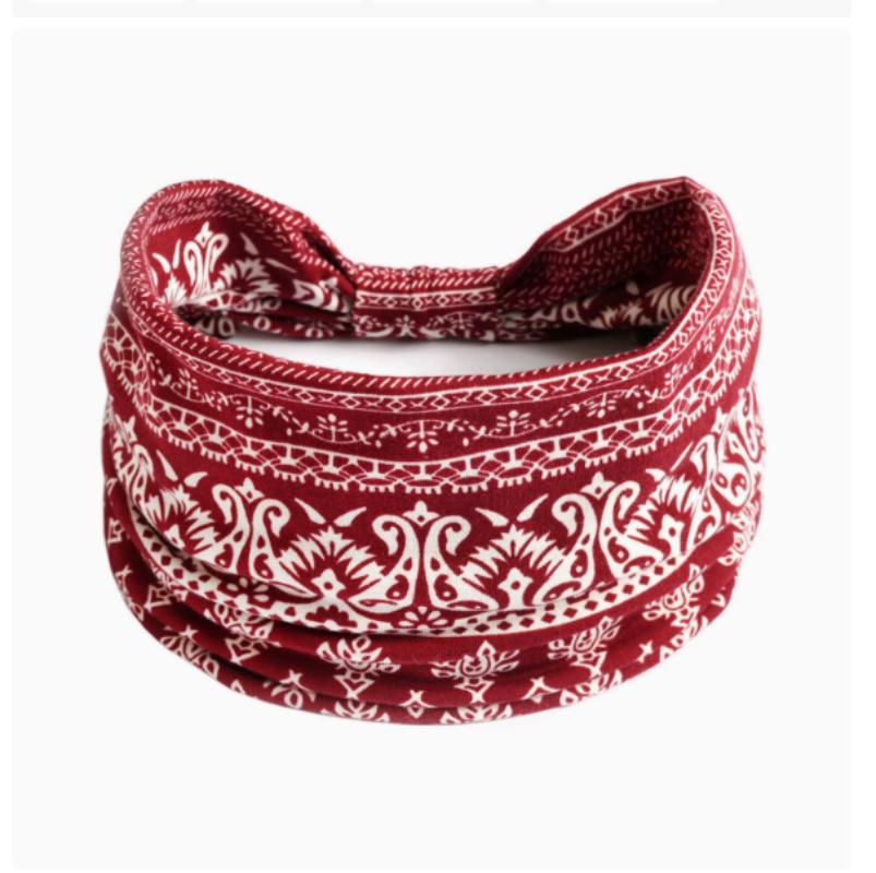 Women's  Boho Cotton Printed Headband Sports Band Striped Headband A Wide Edge Yoga Headband Soft Hair Band Headdress Bundle Women Girls Hair Band