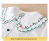 Academy Style Girls' Thin Shirt with Doll Collar & Embroidery – Autumn Collection for Older Children
