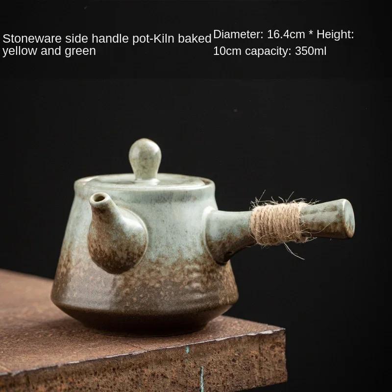 

Gilding Teapot Single Teapot Stoneware Side Handle Pot Ceramic Retro Tea Making Device Kung Fu Tea Set Kiln Baked Pot Bearing
