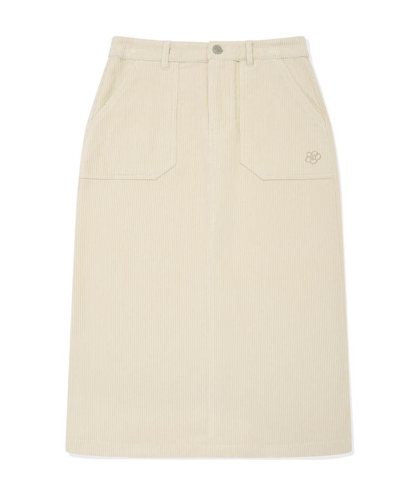 WACKY WILLY [25Fw] Women'S Corduroy Long Skirt Cream