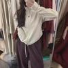 Women's Korean Velvet Stand Collar Sweater Cardigan with Double Zipper – Trendy European Autumn/Winter 2024 Casual Jacket.