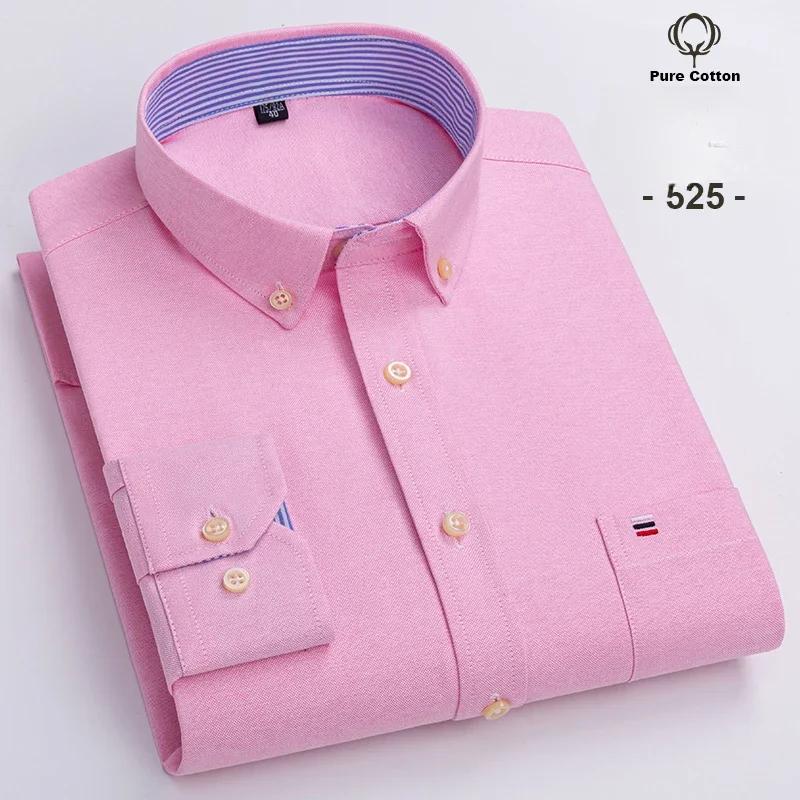 New In Shirt Plus Size 7XL Long-sleeve Shirts for Men 100%cotton Oxford Slim Fit Formal Plain Shirt Fashion Korean Plaid Clothes
