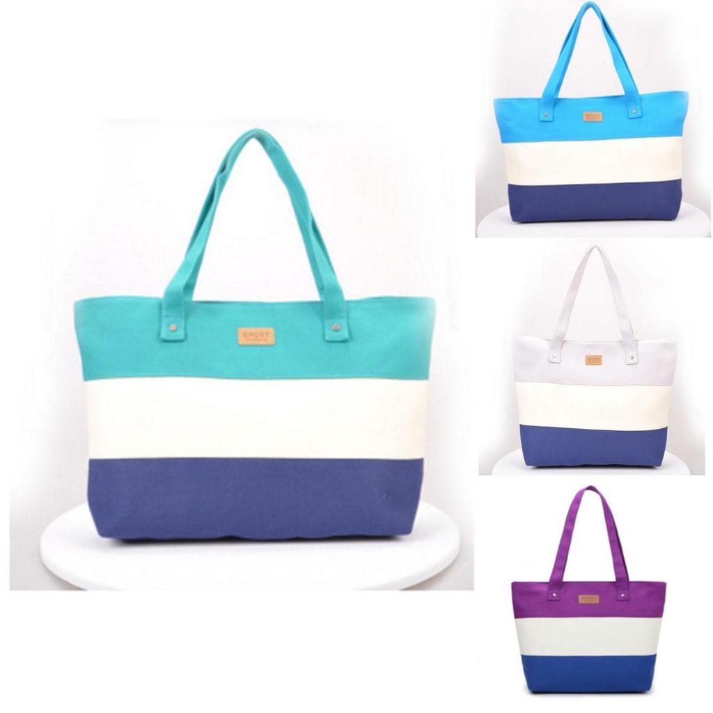 Chic Women Canvas Stripe Handbag With Premium Quality For Summer Essentials