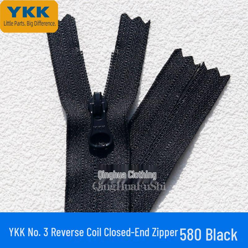 

YKK №. 3 нейлоновая молния с обратным открыванием и замком для кошельков и одежды Black 20cm 1 piece