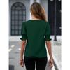 Summer new V-neck temperament bubble sleeves solid color casual women's T-shirt top