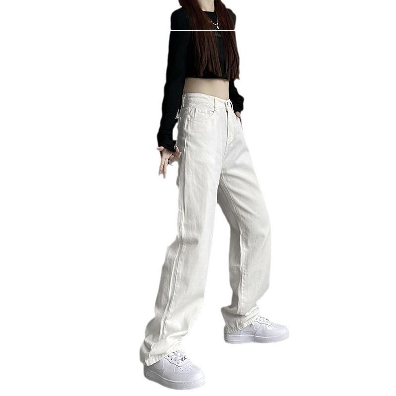 Pants Women's Autumn New White Jeans Women's Versatile Loose Straight Wide-footed Pants Casual Trousers
