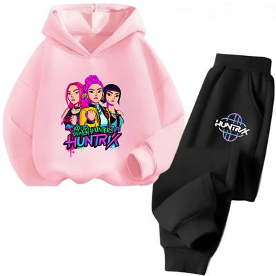 Autumn Hot Movie KPop Demon Hunters Hooded Children's Hoodies Set Pants Suit 2pcs Set Casual Fashion Boy Girl Sportwear Clothing