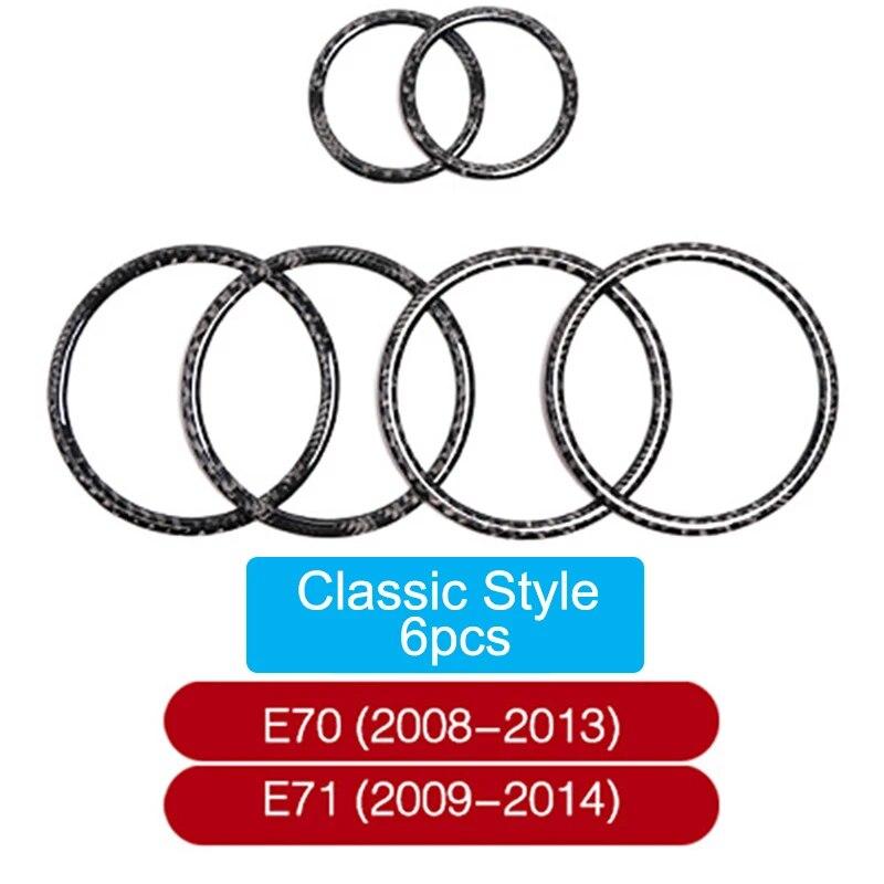 4PCS/6PCS Fibra de Carbono Porta Do Carro Alto-falante Alto-falante Decorativo Círculo Guarnição Capa Adesivos Acessórios Automotivos Para BMW X5 E70 X6 E71