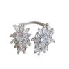 1PC French Retro Flowering Zircon Ring Women's Niche Light Luxury High-end Index Finger Ring Temperament Versatile Adjustable Ring