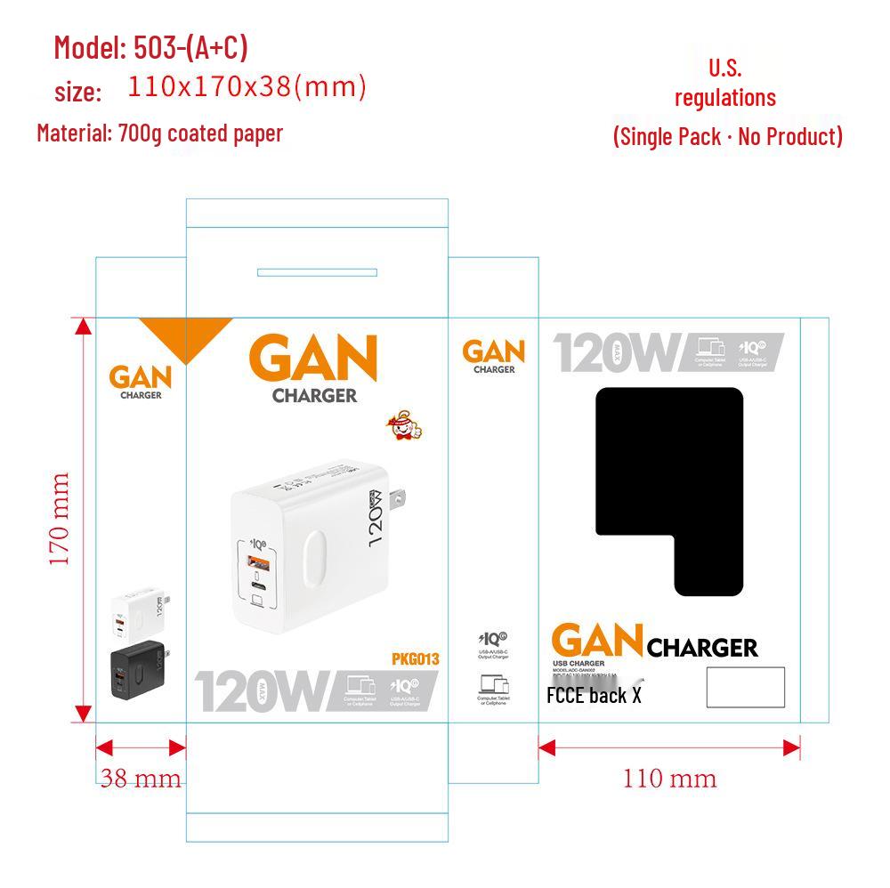 120W GaN Charger with EU/UK Plugs - 65W Ultra-Fast Charging for Laptops
