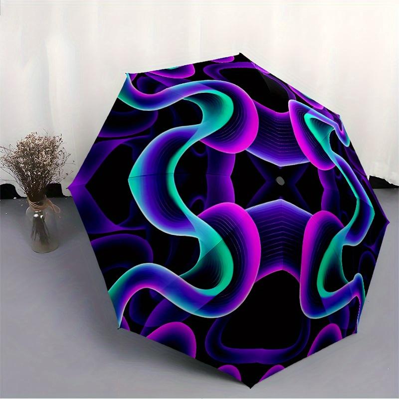 1pc Abstract Art Print Automatic Folding Umbrella, Portable & Foldable Design with 8 Ribs, Casual Outdoor Accessory Halloween and Christmas