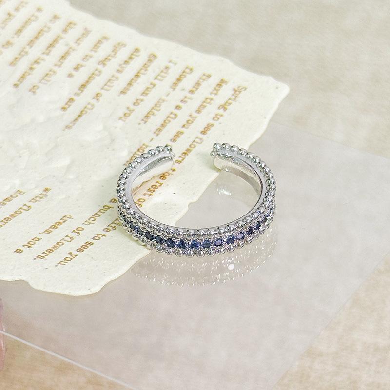 Color Treasure Full Of Diamonds, Zircon Super Flash Open Ring, Niche Light Luxury, High-End Sense, Exquisite Stacking Ring Woman