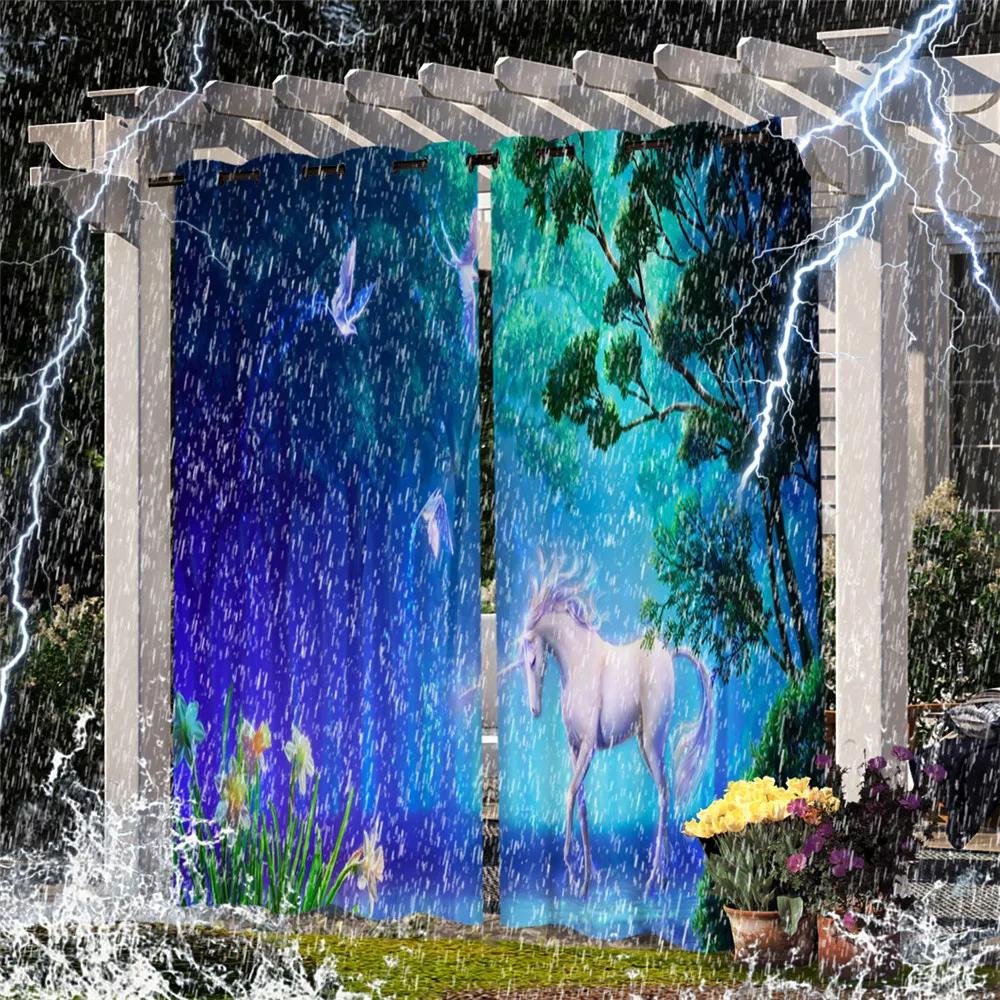 

Штори для внутрішнього дворика Зовнішня водонепроникна термоізольована затемнена штора для садових дверей Басейн Хатина Павільйон Альтанка Пергола Штори W200X336H(cm) 1PC&Grommet top