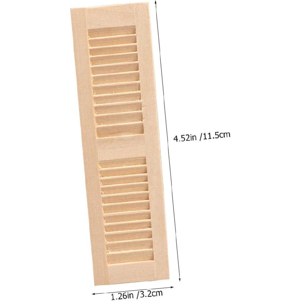 6 Pcs Miniature Wooden Doll Shutters, Wear-Resistant Synthetic Material, Khaki, 4.52x1.25x0.47 Inch, Dollhouse Decoration Accessories for 1:12 Scale
