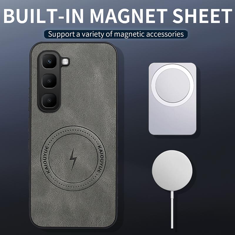 EUCAGR For Infinix Hot 70/Infinix Hot70 Case Simple Stylish Magnetic Suction Luxury PU Leather Skin-friendly Anti-drop Cover