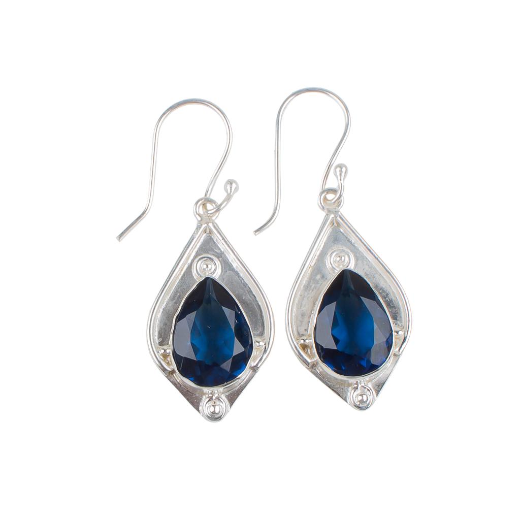 London Blue Topaz 925 Stamped Silver Jewelry Handcrafted Dangle Earrings 1.90" EE-35-5