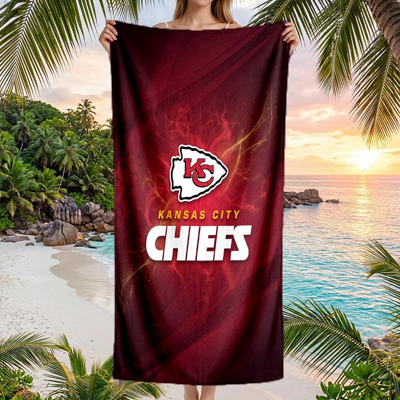 Kansas City Chiefs Fashion Beach Towel Portable Soft Quick Dry Towel For Swimming Camping Holiday Use