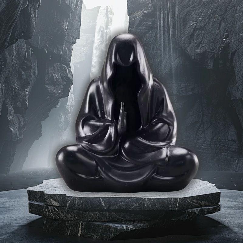 Schwarze Kleidung Mysteriöser Meister Ornament Horror Schwarz Gewandeter Nachtwandler Gothic Sitzend Harzhandwerk Ornament Desktop-Dekoration