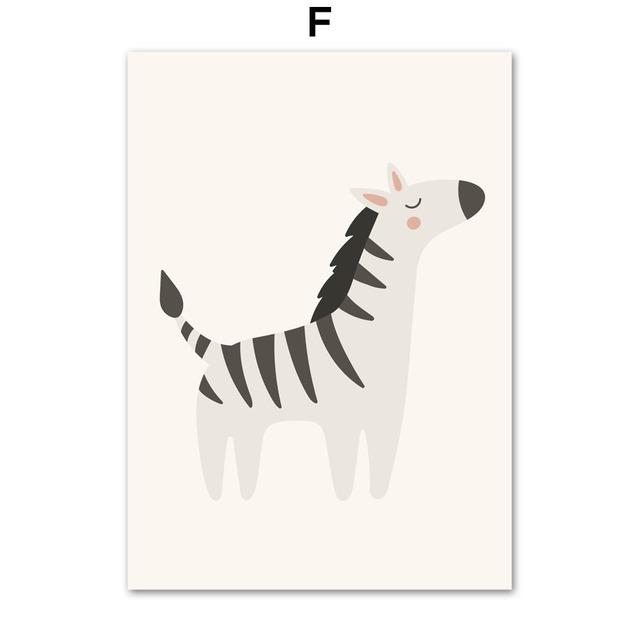 Cartoon Giraffe Bär Zebra Faultier Baum Natur Alphabet Kunst Leinwand Malerei Nordic Poster Drucke Wand Bilder Kinderzimmer Dekor Kein Rahmen