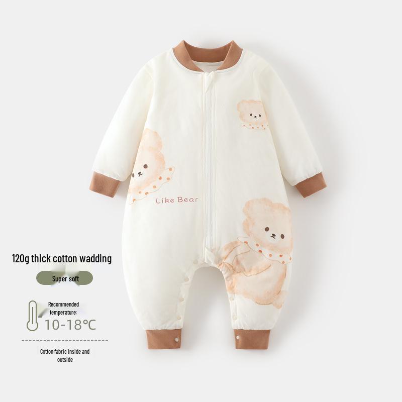 120g Padded Baby Footed Sleeping Bag - Autumn/Winter Newborn Anti-kick Zippered Quilt, Thickened for Warmth