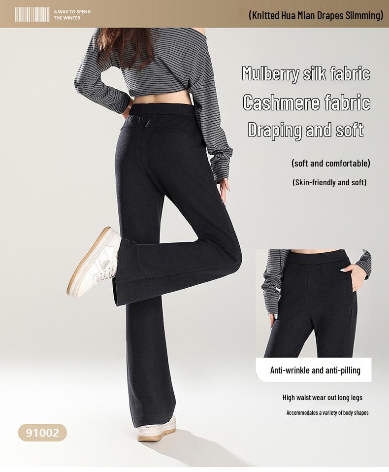 Jesienne damskie wyszczuplające spodnie z kaszmiru z rozszerzanymi nogawkami: Wszechstronny, Wysokiej Klasy Styl Drapowania