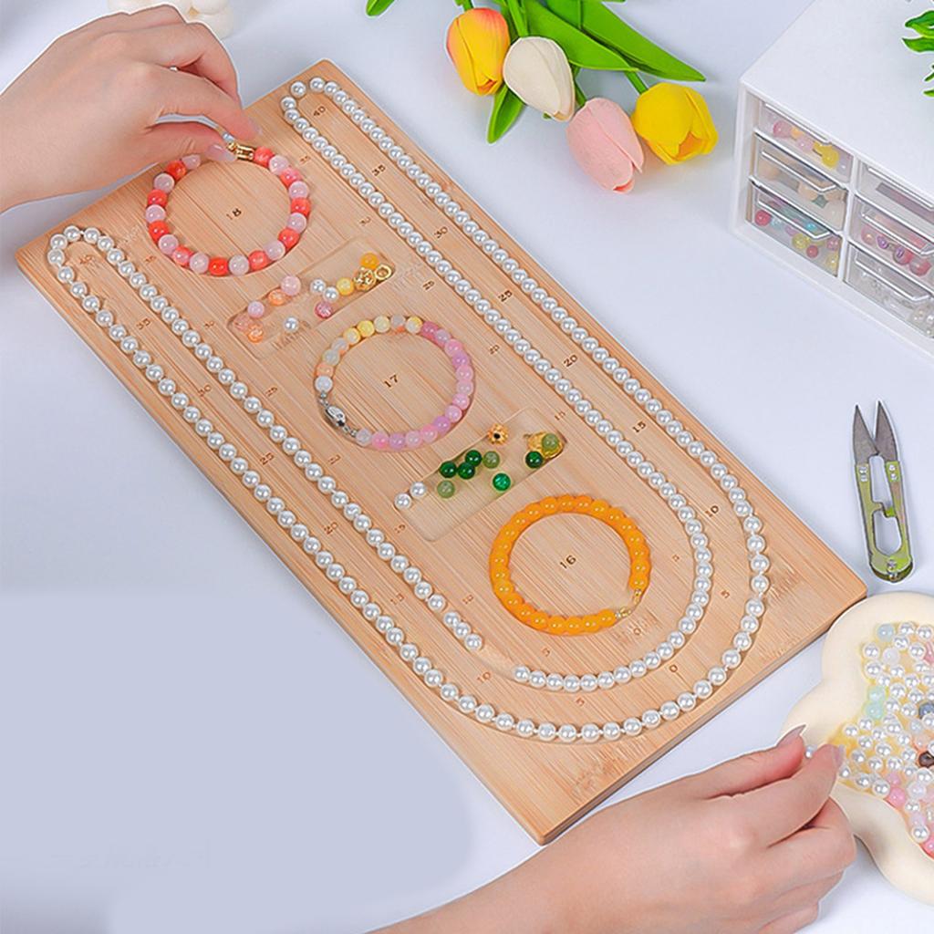 Convenient Wood Board Plate Beading Tray Jewelry Beading Board Craft Bracelet Stand Store Display Plate for Table