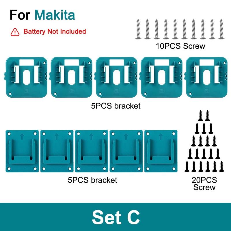 5 Pack Battery Storage Rack for Makita 14.4V 18V Li-ion Battery Tools Machine Holder Storage Rack Wall Mount Bracket Fixing