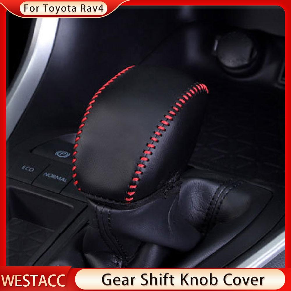 Echtes Leder Auto Getriebe Kopf Schaltknauf Abdeckung Fall für Toyota Rav4 RAV 4 Getriebe Halsbänder Innen