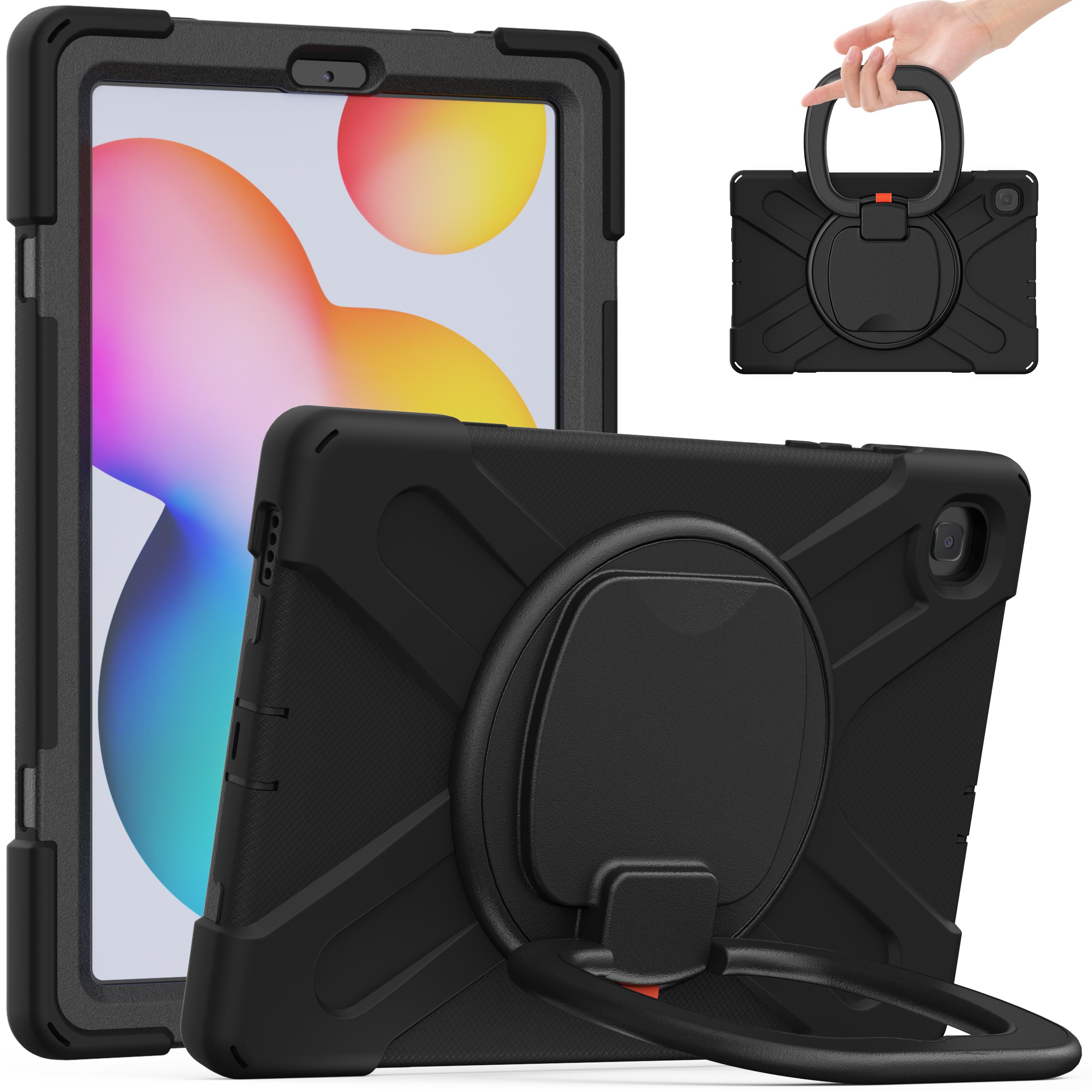 Pour Samsung Galaxy Tab A9 Plus S9 FE S8 S7 S6 Lite Coque de Tablette Complète Anti-Choc avec Anneau de Poignée Rotatif et Support S6 Lite 10.4 inch