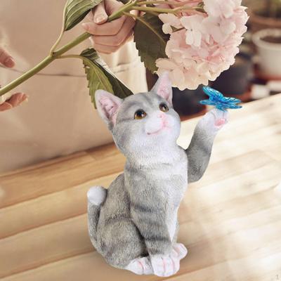 Bahçe için Kedi Heykelciği, Kelebek Çim ve Teraslı Reçine Dış Mekan Dekorasyonu