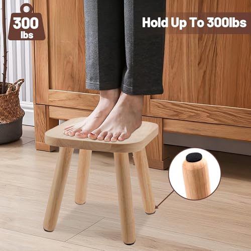 Pinyunxuan Small Wooden Chair, Children's Chair, Sensory Desk with Hand-Held Non-Slip Handle, Portable Square Bathroom Furniture Decoration, Size: 24c