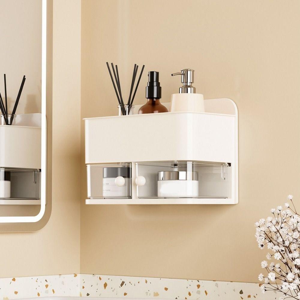 Space Saving Rotatable Wall Mounted Storage Box Large Capacity Condiment Storage Box Bathroom
