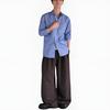 UNIQLO Jil Sander Collaboration Striped Button-Up Long Sleeve Shirt Men shirts Blue 478673-63