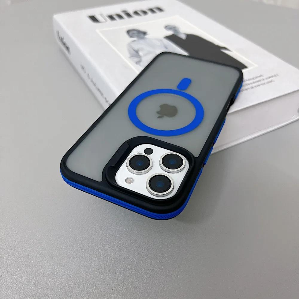 

Роскошный магнитный цветной матовый полупрозрачный бронированный противоударный чехол для iPhone 11 12 13 14 15 16 ProMax Magsafe Wireless Charge Cover For iPhone 14