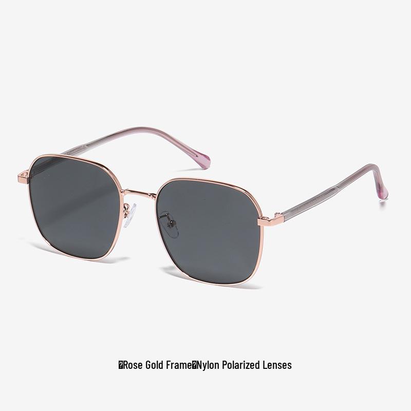 Elegant Women s Nylon Polarized Sunglasses, Large Frame, UV Protection, Face Slimming, Sun Protection, Metal Construction.