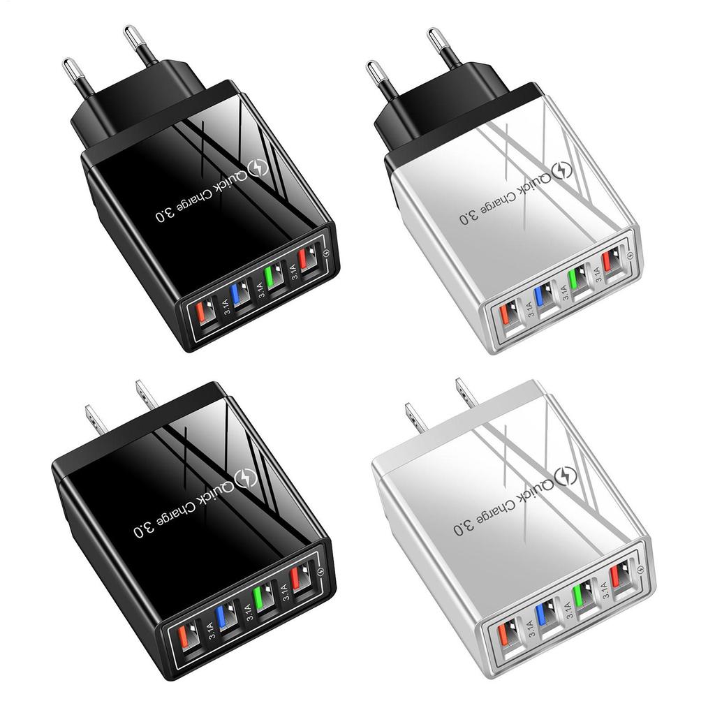 3A USB Charger 4 Ports Quick Charge 3.0 Mobile Phone Charger Adapter For EU/US Plug IPhone Samsung Xiaomi Wall Mobile Charger