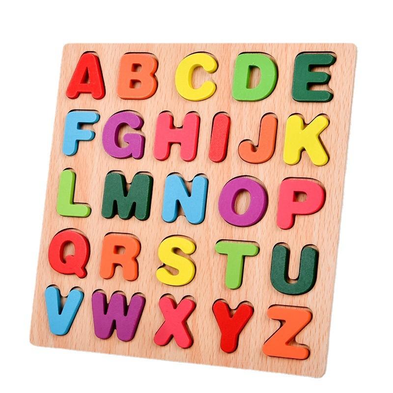 Wooden Puzzles for Toddlers Montessori Baby Learning Alphabet Number Shape Puzzle Toys Kids Educational Matching Board Wood Game