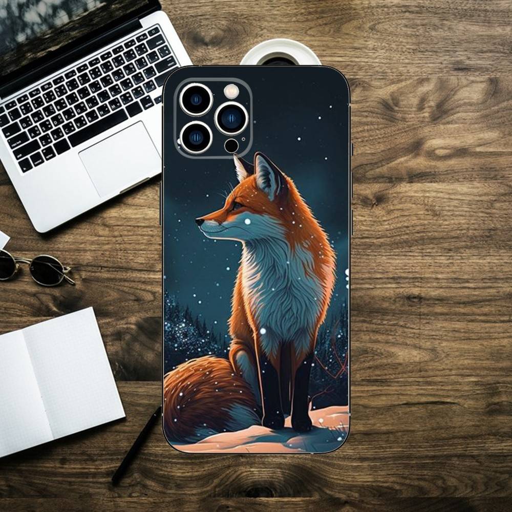 Cute Animal Fox Phone Case For iPhone 16,15,14,13,12,11,XS,XR,X,8,7,Pro,Max,Plus,mini Silicone Black Cover