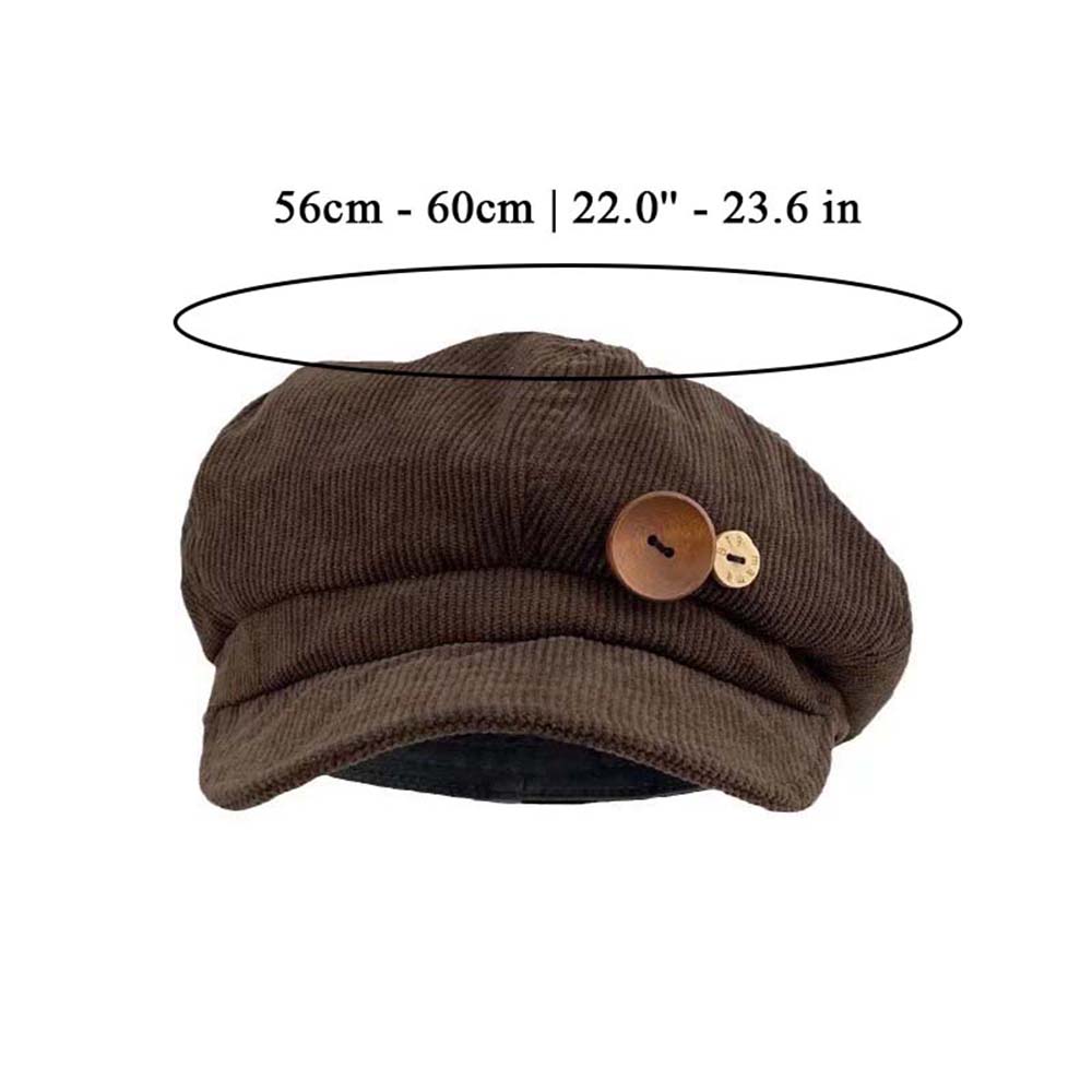 New Corduroy Newsboy Cap Double Button Decoration Beret Hat For Women Spring Autumn Vintage Painter Hat Japanese Sun Cap Outdoor